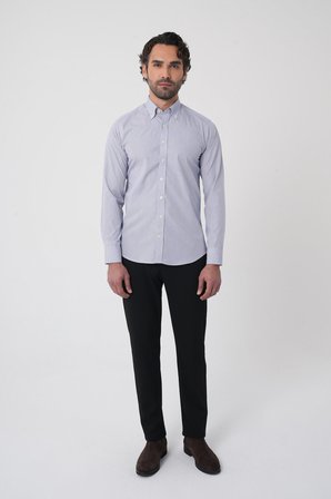 Bisse Uzun Kollu Paşa Yaka Regular Fit Erkek Siyah Cepsiz Gömlek GMCZG252110_C99