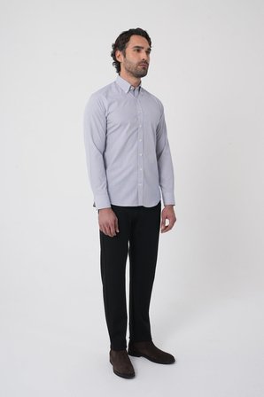 Bisse Uzun Kollu Paşa Yaka Regular Fit Erkek Siyah Cepsiz Gömlek GMCZG252110_C99
