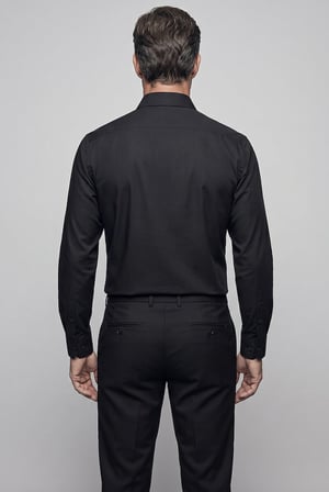 Bisse Siyah Regular Fit Pamuk Cepsiz Klasik Uzun Yaka Gömlek GMKLS252106_D99