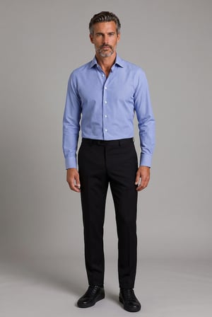 Bisse Koyu Mavi Regular Fit Pamuk Cepsiz Klasik Uzun Yaka Gömlek GMCZG252103_36