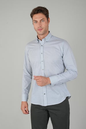 Bisse Yeşil Kareli Regular Fit Erkek Pamuk Gömlek GMEKS252162_E47
