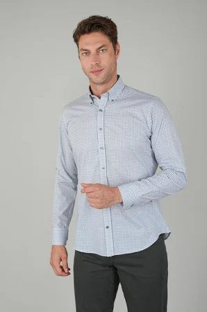 Bisse Yeşil Kareli Regular Fit Erkek Pamuk Gömlek GMEKS252162_E47
