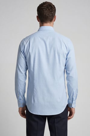 Bisse Regular Fit Uzun Kol Keten Paşa Yaka Cepsiz Mavi Erkek Gömlek BSGMKTN25325_D35