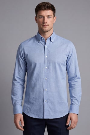 Bisse Erkek Regular Fit Uzun Kol Keten Paşa Yaka Cepsiz Lacivert Gömlek BSGMKTN25326_D39