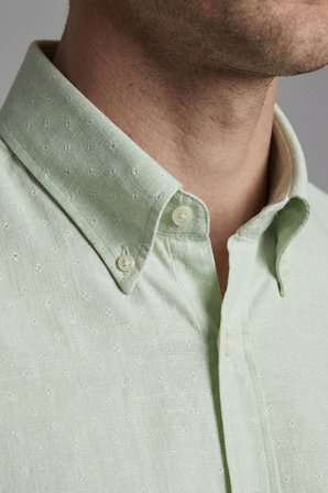 Bisse Erkek Regular Fit Uzun Kol Keten Paşa Yaka Cepsiz Su Yeşili Gömlek BSGMKTN25326_D78