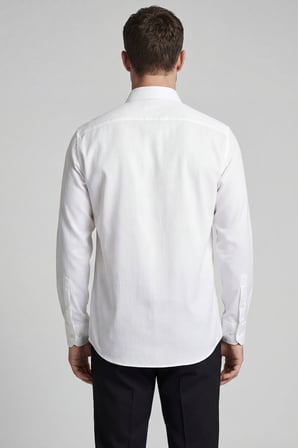 Bisse Regular Fit Uzun Kol Keten Paşa Yaka Beyaz Erkek Gömlek BSGMKTN25327_D01