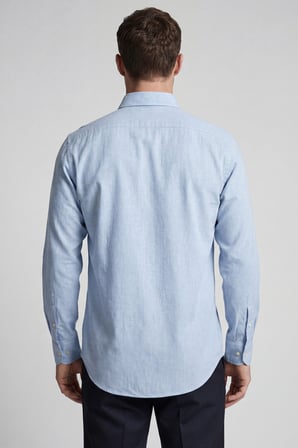 Bisse Regular Fit Uzun Kol Keten Paşa Yaka Gri Erkek Gömlek BSGMKTN25327_D55
