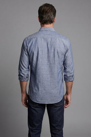 Bisse İndigo Regular Fit Pamuk Keten Uzun Paşa Yaka  Gömlek BSGMKTN25327_D66