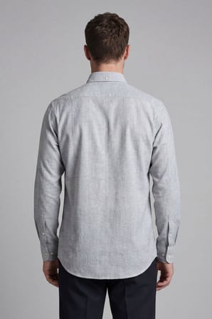 Bisse Regular Fit Uzun Kol Keten Paşa Yaka Gri Erkek Gömlek BSGMKTN25330_D55