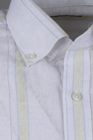Bisse Erkek Regular Fit Uzun Kol Keten Paşa Yaka Sarı Gömlek BSGMKTN25329_D17