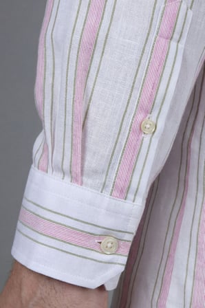 Bisse Regular Fit Uzun Kol Keten Paşa Yaka Pembe Erkek Gömlek BSGMKTN25329_D29