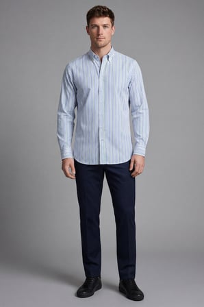 Bisse Regular Fit Uzun Kol Keten Paşa Yaka Turkuaz Erkek Gömlek BSGMKTN25329_D31
