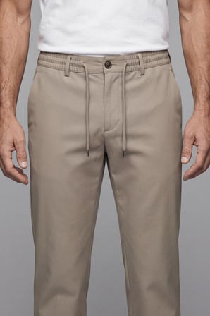 Bisse Erkek Lastikli Bağcıklı Spor Jogger Bej Pantolon PNS25K25202_D07