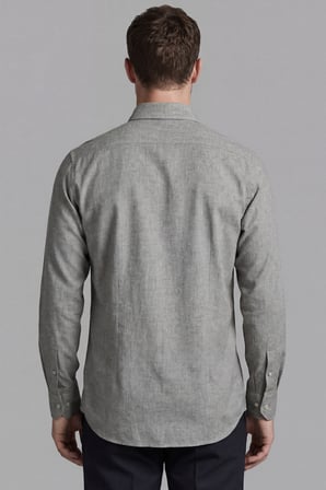 Bisse Erkek Regular Fit Uzun Kol Keten Paşa Yaka Cepsiz Yeşil Gömlek BSGMKTN25325_D47