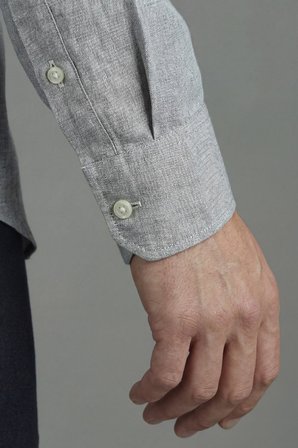 Bisse Erkek Regular Fit Uzun Kol Keten Paşa Yaka Yeşil Gömlek BSGMKTN25327_D47