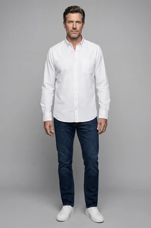 Bisse Erkek Regular Fit Uzun Kol  Beyaz Gömlek GMKTN250016_D01