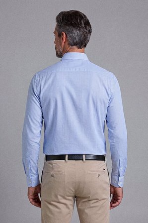 Bisse Mavi Regular Fit Pamuk Cepsiz Uzun İtalyan Yaka Gömlek BSGMCZG25551_D35