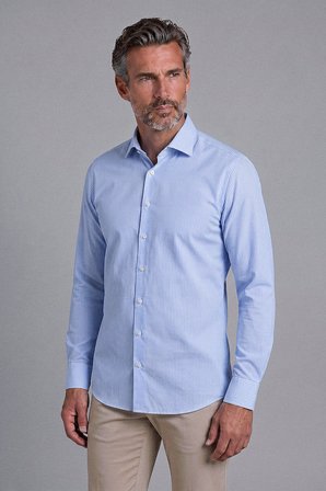 Bisse Mavi Regular Fit Pamuk Cepsiz Uzun İtalyan Yaka Gömlek BSGMCZG25551_D35