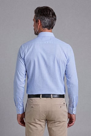 Bisse Mavi Regular Fit Pamuk Cepsiz Uzun İtalyan Yaka Gömlek BSGMCZG25551_D35