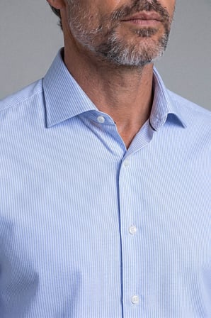 Bisse Mavi Regular Fit Pamuk Cepsiz Uzun İtalyan Yaka Gömlek BSGMCZG25551_D35