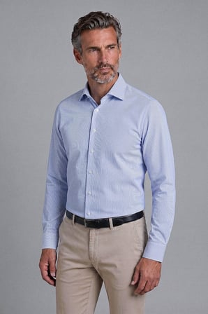 Bisse Lacivert Regular Fit Pamuk Cepsiz Uzun İtalyan Yaka Gömlek BSGMCZG25551_D39