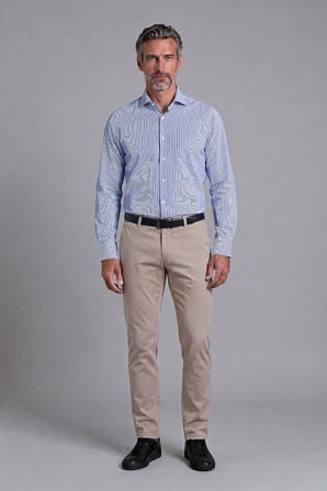 Bisse Lacivert Regular Fit Pamuk Cepsiz Uzun İtalyan Yaka Gömlek BSGMCZG25551_D39