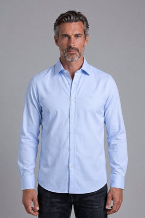 Bisse Açık Mavi Regular Fit Pamuk Cepsiz Klasik Uzun Yaka Gömlek GMKLS252190_33
