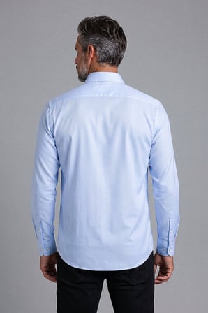 Bisse Açık Mavi Regular Fit Pamuk Cepsiz Klasik Uzun Yaka Gömlek GMKLS252190_33