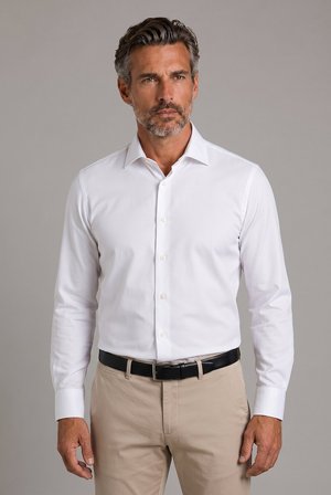Bisse Beyaz Regular Fit Cepsiz Klasik Uzun Yaka Saten Gömlek GMKLS252186_D01