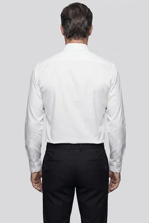 Bisse Beyaz Regular Fit Cepsiz Klasik Uzun İtalyan Yaka Saten Gömlek GMKLS252184_D01