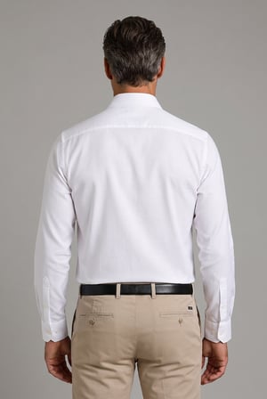 Bisse Beyaz Regular Fit Cepsiz Klasik Uzun İtalyan Yaka Gömlek GMKLS252181_D01