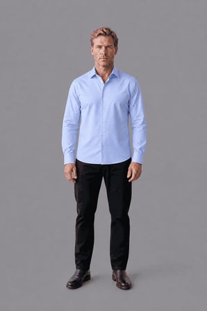 Bisse Mavi Regular Fit Cepsiz Klasik Uzun Yaka Gömlek GMKLS252180_D35