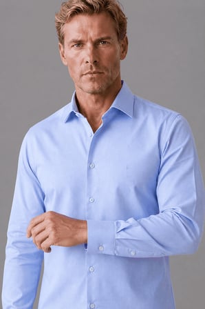 Bisse Mavi Regular Fit Cepsiz Klasik Uzun Yaka Gömlek GMKLS252180_D35