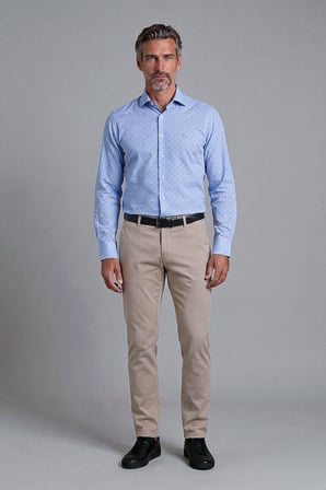 Bisse Koyu Mavi Regular Fit Pamuk Cepsiz Uzun İtalyan Yaka Gömlek BSGMCZG25565_36