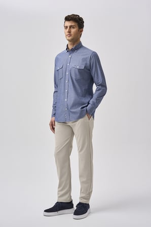 Bisse Bisse Studio Erkek Uzun Kollu Regular Fit Çift Cepli Lacivert Gömlek BSGMARS25563_D39