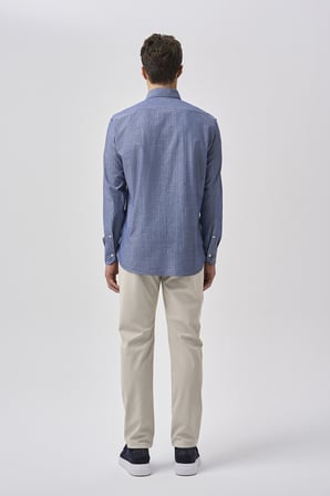 Bisse Bisse Studio Erkek Uzun Kollu Regular Fit Çift Cepli Lacivert Gömlek BSGMARS25563_D39