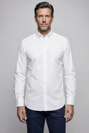 Bisse Beyaz Regular Fit Cepsiz Uzun Paşa Yaka Gömlek GMOKS261001_D01