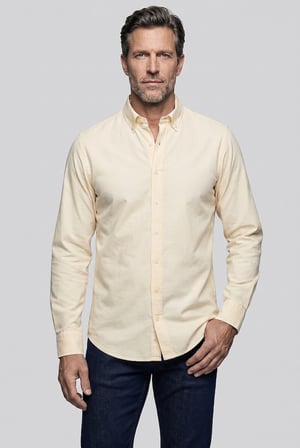 Bisse Sarı Regular Fit Cepsiz Uzun Paşa Yaka Gömlek GMOKS261001_D17