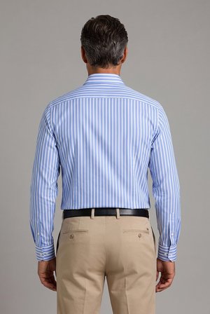 Bisse Mavi Regular Fit Cepsiz Uzun İtalyan Yaka Gömlek GMCZG261022_C35