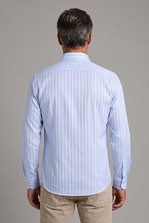 Bisse Açık Mavi Regular Fit Pamuk Cepsiz Uzun Yaka Gömlek GMCZG261070_33