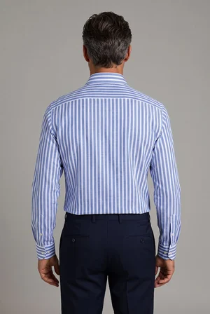 Bisse Mavi Regular Fit Cepsiz Uzun İtalyan Yaka Gömlek GMCZG261073_D35