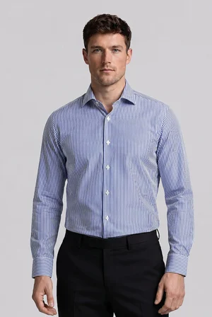 Bisse Lacivert Regular Fit Cepsiz Uzun İtalyan Yaka Gömlek GMCZG261027_C39