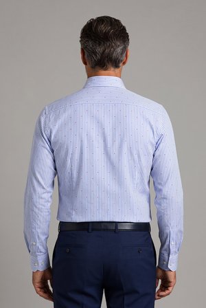 Bisse Mavi Regular Fit Cepsiz İtalyan Yaka Uzun Gömlek GMCZG261077_D35
