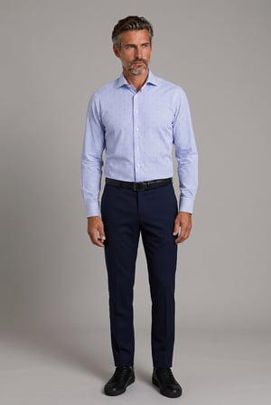 Bisse Mavi Regular Fit Cepsiz İtalyan Yaka Uzun Gömlek GMCZG261077_D35