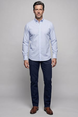 Bisse Mavi Regular Fit Pamuk Cepsiz Açık Uzun Paşa Yaka Gömlek GMEKS261042_33