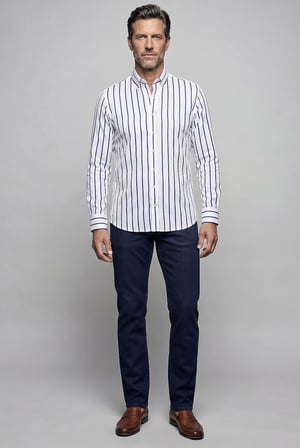 Bisse Lacivert Regular Fit Pamuk Cepsiz Uzun Yaka Gömlek GMCZG261067_39