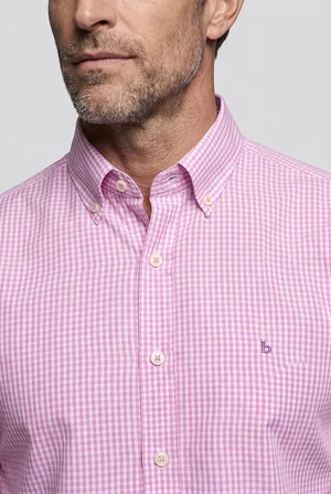 Bisse Pembe Regular Fit Cepsiz Uzun Paşa Yaka Gömlek GMEKS261040_C29