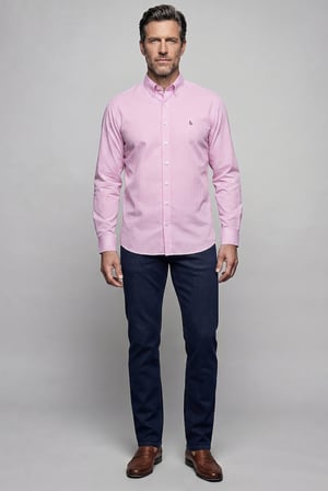 Bisse Pembe Regular Fit Cepsiz Uzun Paşa Yaka Gömlek GMEKS261040_C29