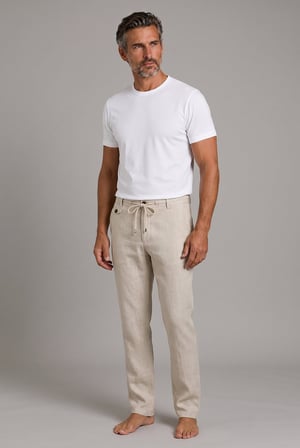 Bisse Ekru Keten Jogger İpli̇ Spor Pantolon PNS26Y26109_03