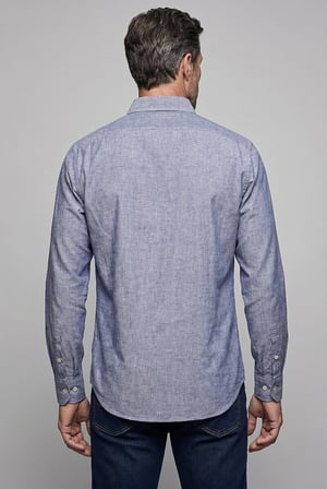 Bisse İndigo Regular Fit Cepsiz  Uzun Yaka Gömlek BSGMKTN26333_12